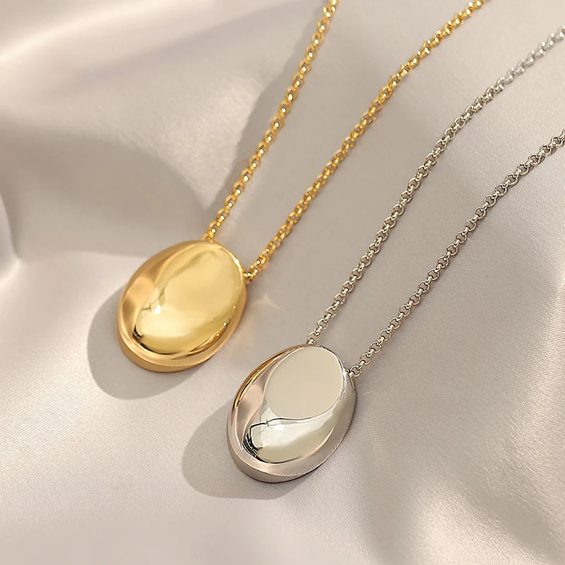 Taoya Stainless Steel Gold Color Oval Pendant Necklace | Fashion Jewelry for Women lifestyle view