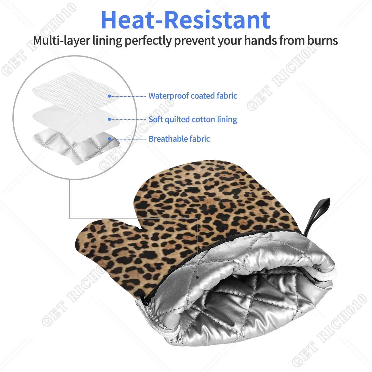 Leopard Print Oven Gloves Set | Heat Resistant Kitchen and BBQ Gloves lifestyle view