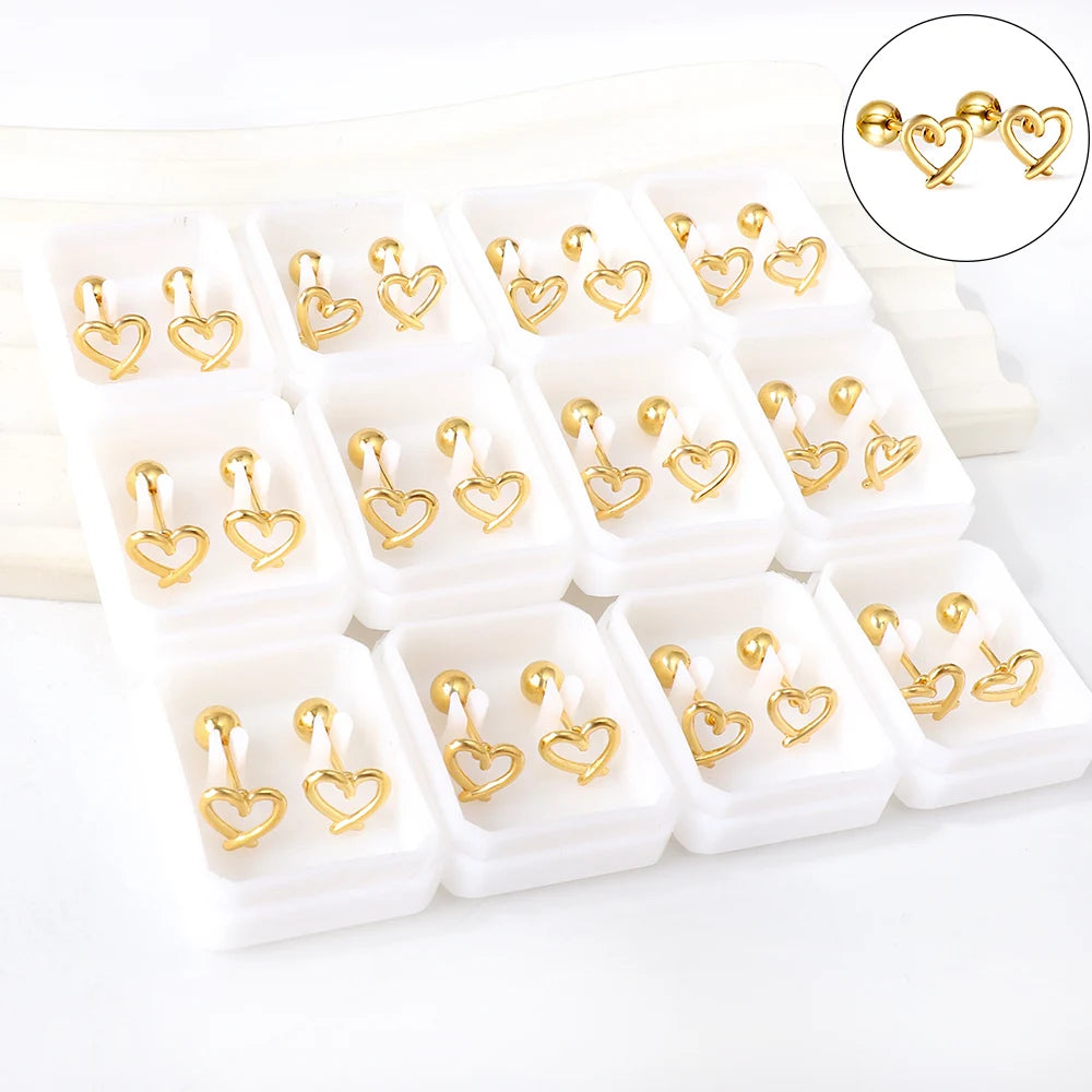 LUXUSTEEL Mini Cute Stainless Steel Stud Earrings Women Girls Heart Butterfly Rabbi additional angle