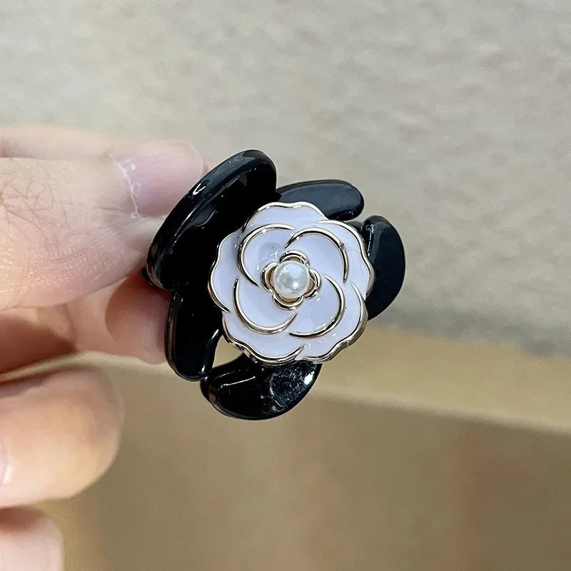 Elegant Temperament Camellia Hair Clip Princess Side Clip Mini  Hair Claws Women Girls Fashion Bangs Clips Hairpins Black Flower