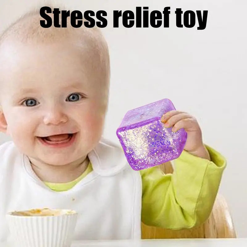 Maltose Cube Stress Squeeze Toy | Slow Rebound Polar Light Colorful TPR Block lifestyle view