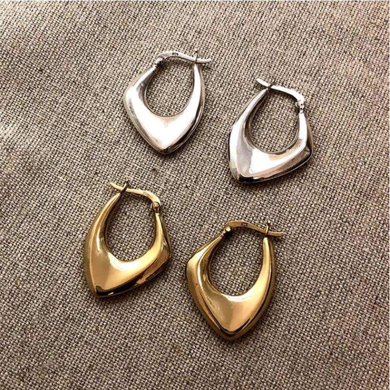 Geometric Metal Hoop Earrings for Women | Trendy Fashion Jewelry Set alternate view