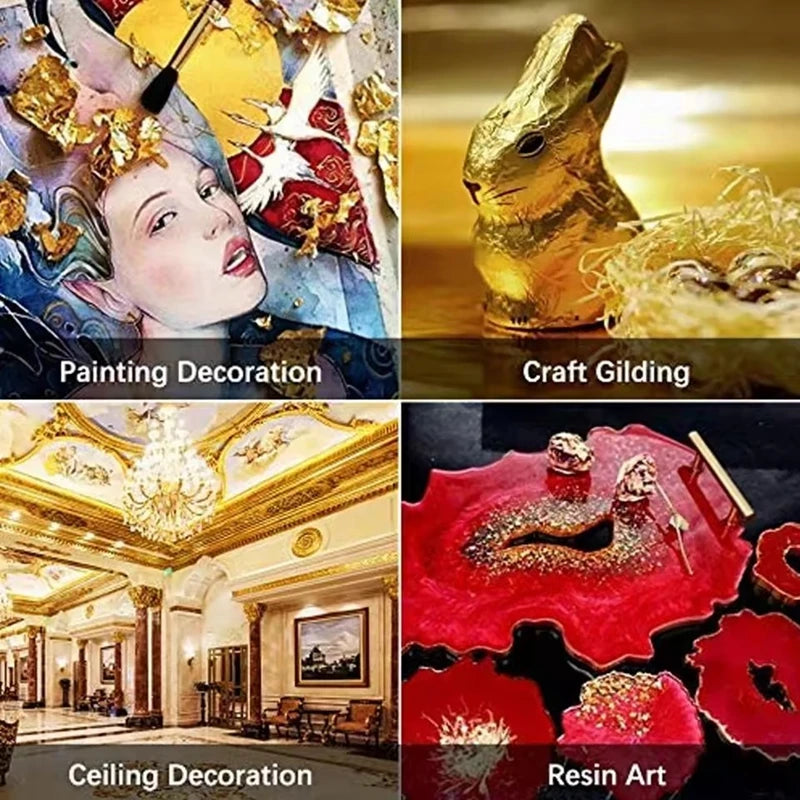 100pcs Imitation Gold Sliver Foil Paper DIY Resin Candle Plaster Craft Leaf Flake Gil lifestyle view