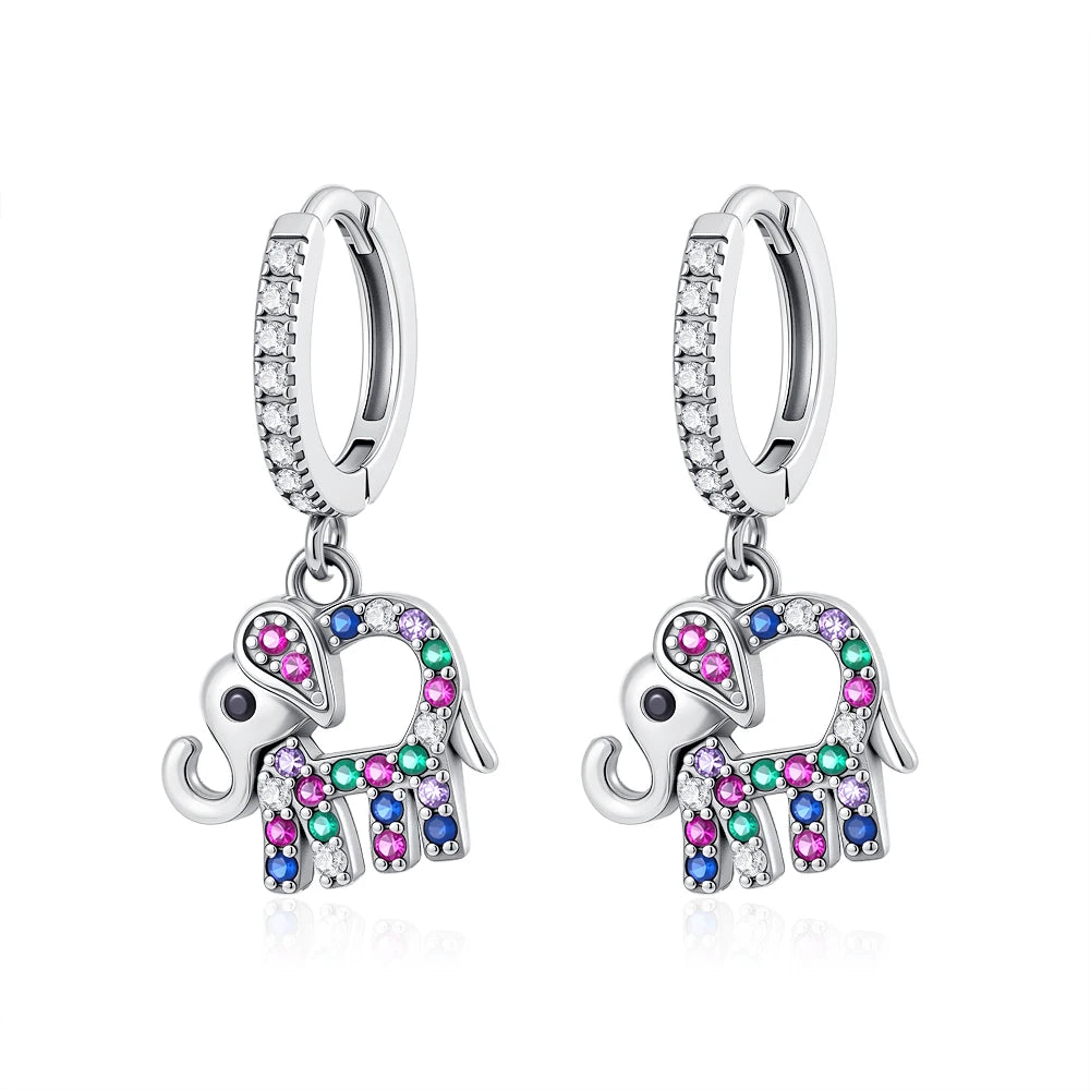 2026 New 925 Silver Elephant Cherry Blossom Butterfly Heart Earrings, a delicate ch additional angle