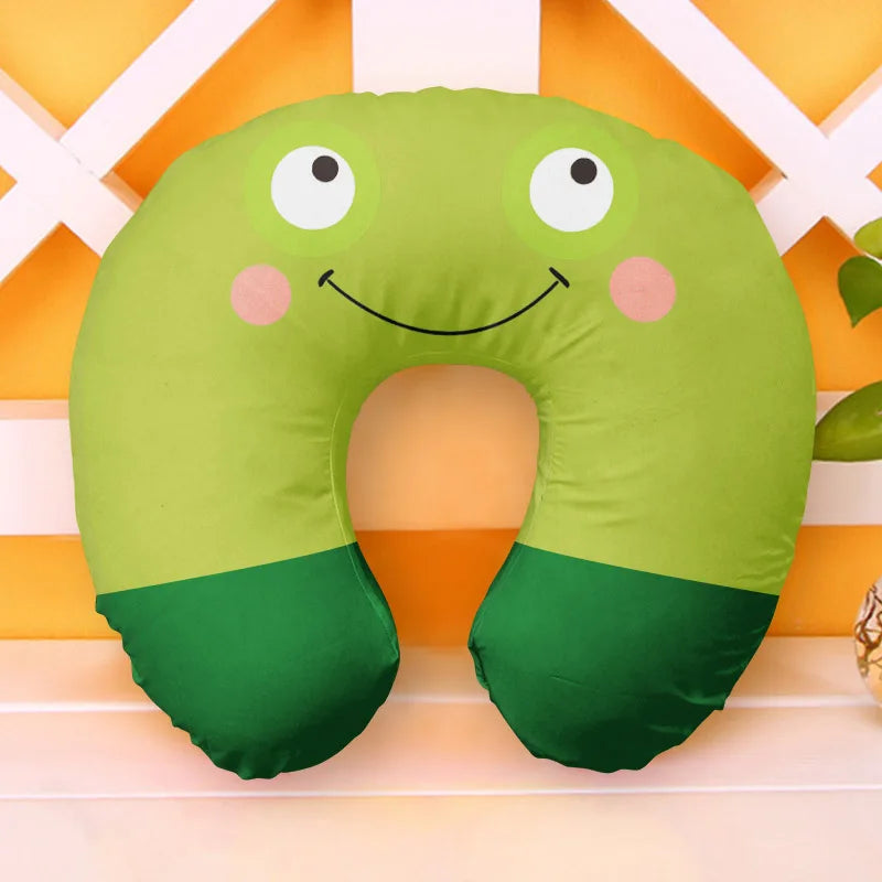 U Shaped Inflatable Neck Pillow | Fun Travel Cushion with Frog Strawberry Rainbow Des alternate view