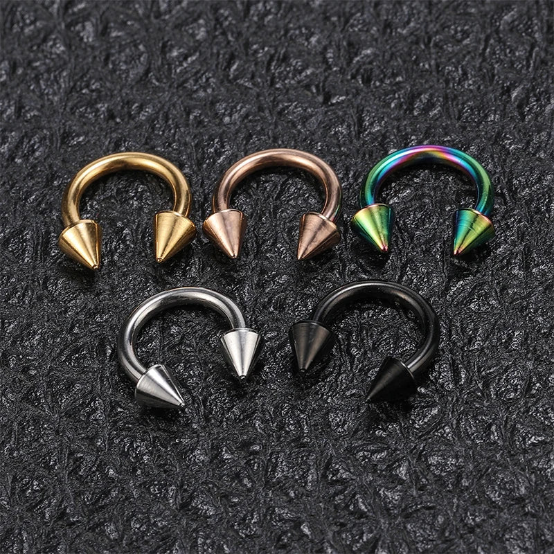 5pc Stainless Steel C Shape Septum Piercing Nose Ring Cartilage Earrings For Women Me lifestyle view