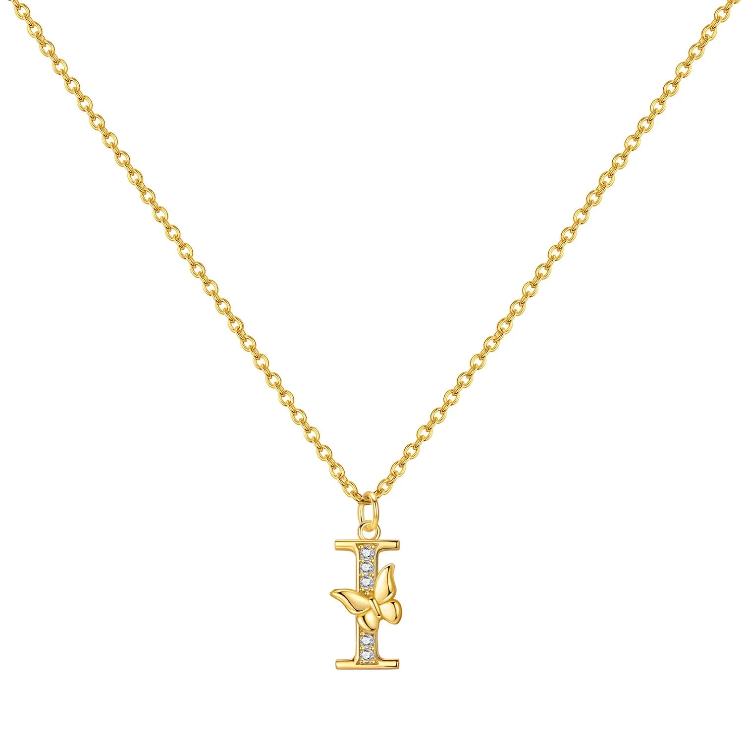 925 Sterling Silver Butterfly Initial Necklace | 26 Letter Y-Shaped Pendant for Women lifestyle view