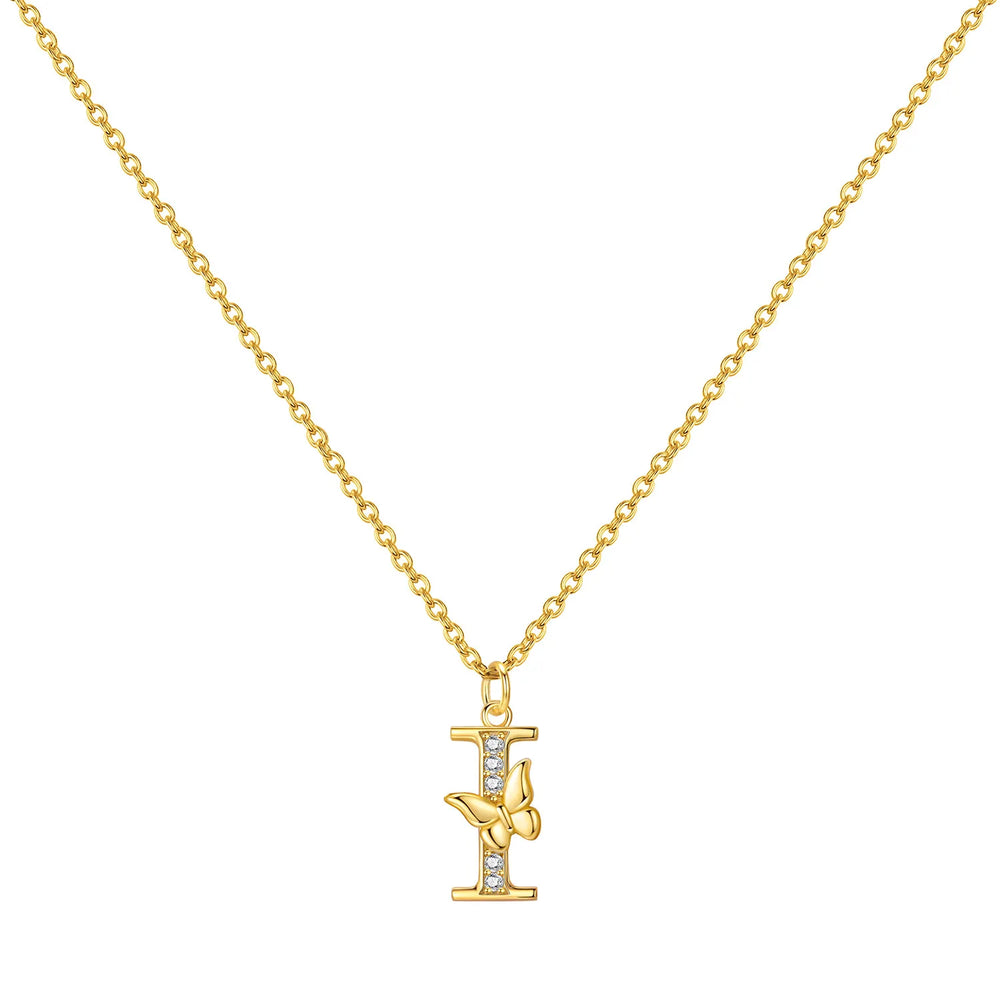 925 Sterling Silver Butterfly Initial Necklace | 26 Letter Y-Shaped Pendant for Women lifestyle view