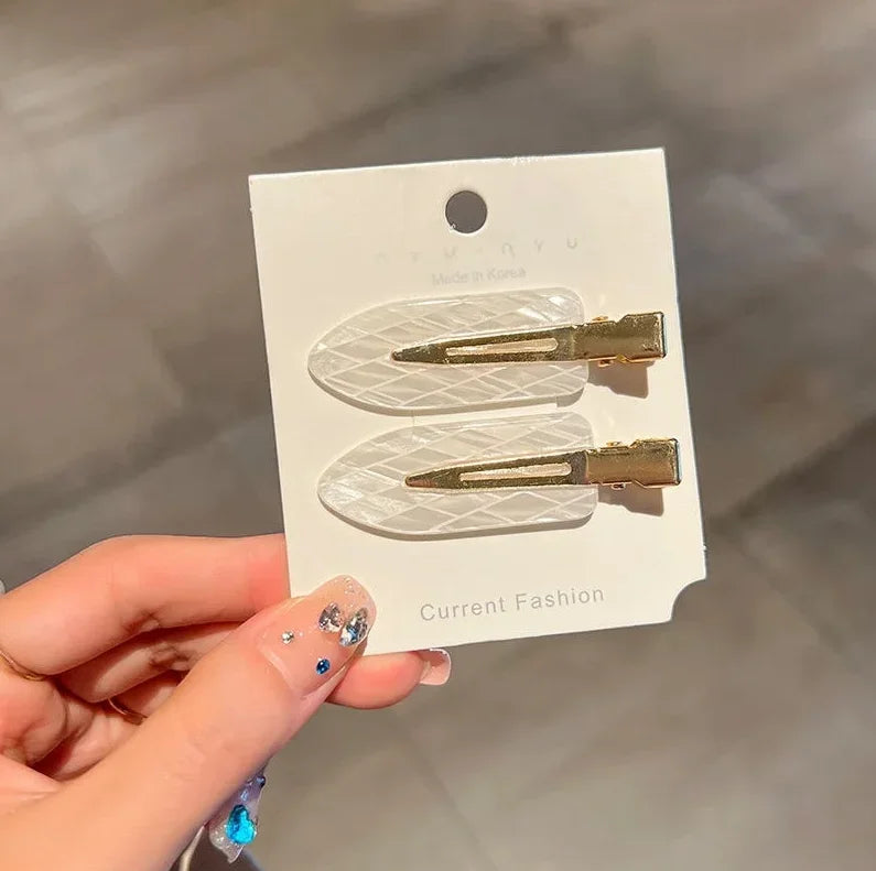 New 2/3/4pcs Korean Fashion Gold White Glitter Hair Pin Acetate Make Up Hair Clips Headw detail view