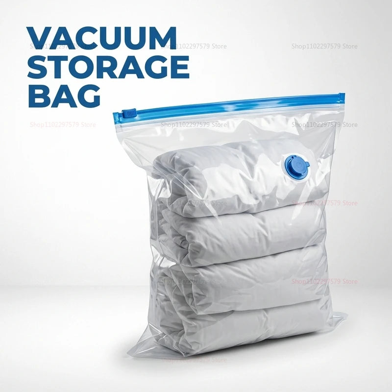 Vacuum Storage Bags with Valve Foldable Compressed Organizer Space Saving Large Siz additional angle