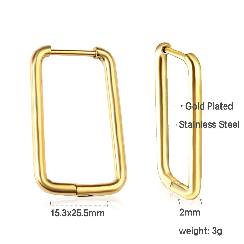 LUXUSTEEL U-Shaped and Geometric Hoop Earrings | Anti-Allergy Stainless Steel Earri additional angle