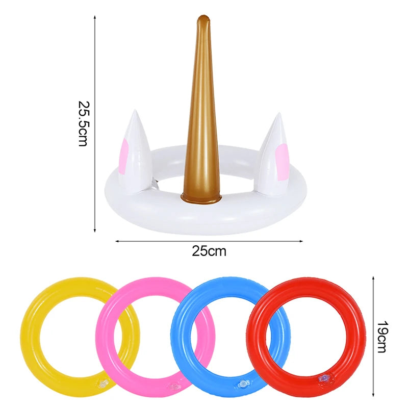 Unicorn Inflatable Ring Toss Game | Kids Birthday Party Beach Pool Toy additional angle