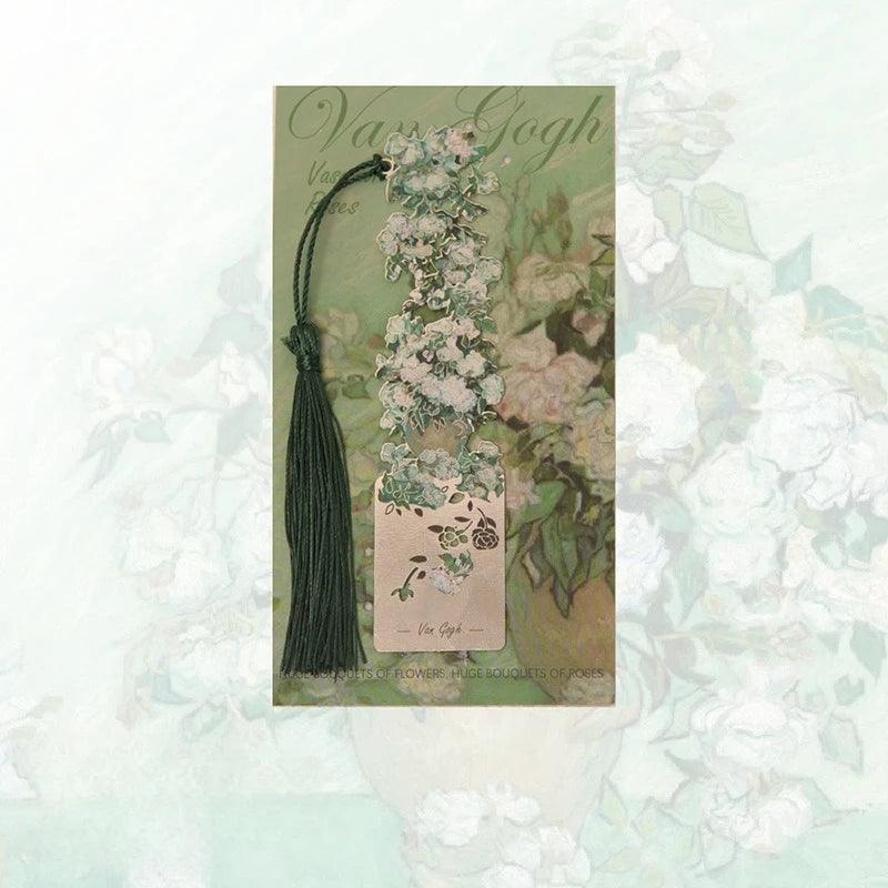 Floral Painting Hollow Metal Bookmark - Aesthetic Book Page Clip, Student Reading Mar alternate view
