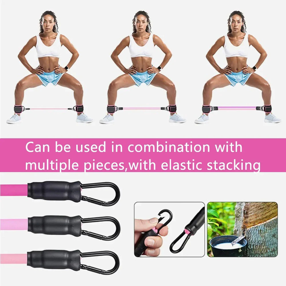 Resistance Band Set with Ankle Straps | Home Gym Strength Training close-up view