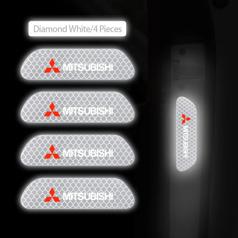 4Pcs Car Door Safety Warning Sticker Reflective Mark Decal | For Mitsubishi Lancer additional angle