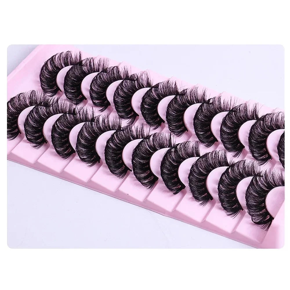 10 Pairs D Curl False Eyelashes Russian Volume Strip Lashes Fluffy Thick Wispy Fake E lifestyle view