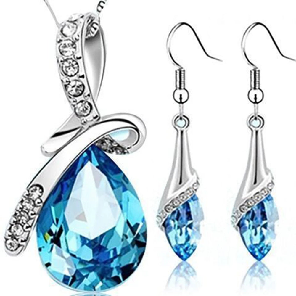 Fashion Silver Color Necklace Earrings Cubic Zirconia Jewelry Sets Elegant Crystal Zi alternate view