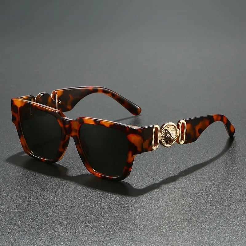 Square Leopard Print Sunglasses | UV400 Protection Travel Sunglasses additional angle