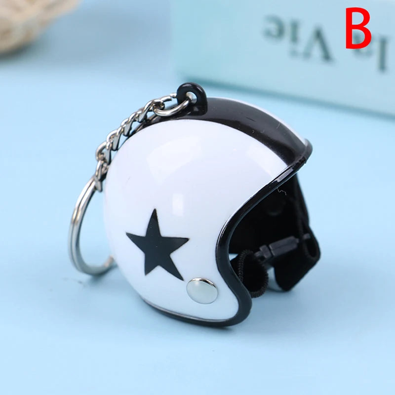 Mini Motorcycle Helmet Keychain | Cute Metal Key Ring for Women and Men alternate view
