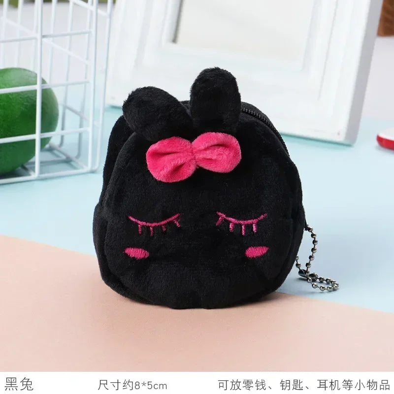 Cute Animal Plush Coin Purse | Zipper Change Purse with Keychain Mini Wallet additional angle