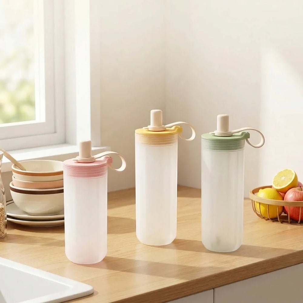 Transparent Plastic Tea Milk Coffee Mug Portable Cold And Hot Water Cup With Straw&Ha alternate view