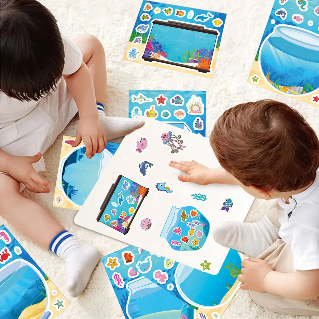 8 Pieces Kids Fish Tank Sticker Puzzles | Cartoon Marine Animal Decals detail view