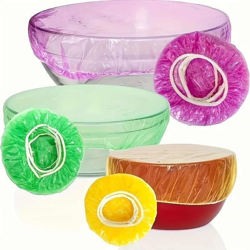 100pcs Reusable Elastic Food Covers | Transparent Stretchable Bowl Plate Seals lifestyle view