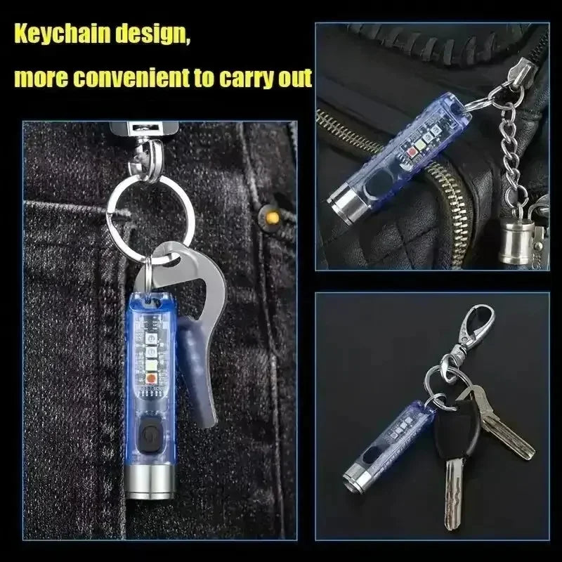 Mini EDC LED Flashlight | Portable Keychain Light with Magnetic Base and UV Lamp