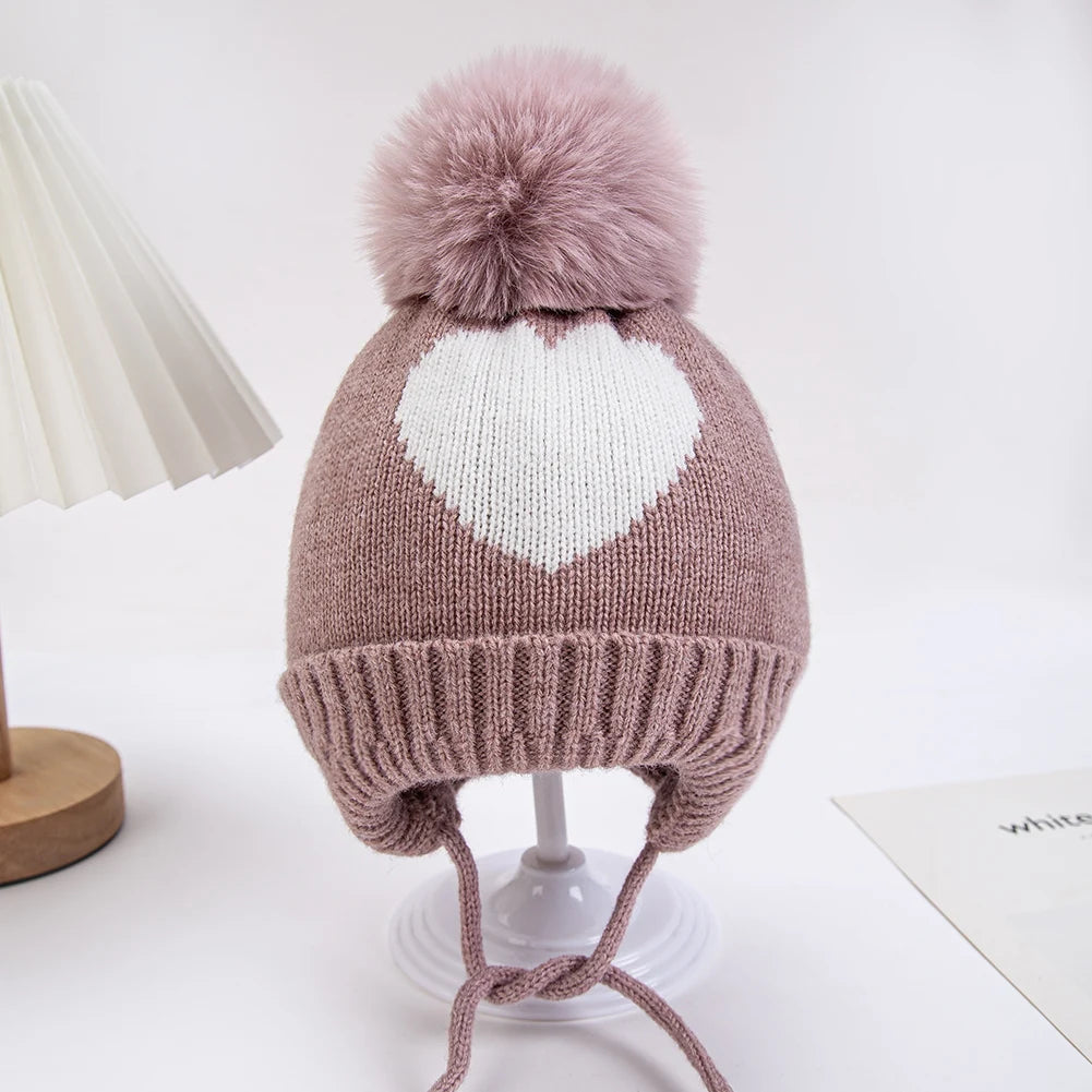 Baby Knitted Turban Hat with Pompom | Soft Acrylic Beanie for 0-3T additional angle