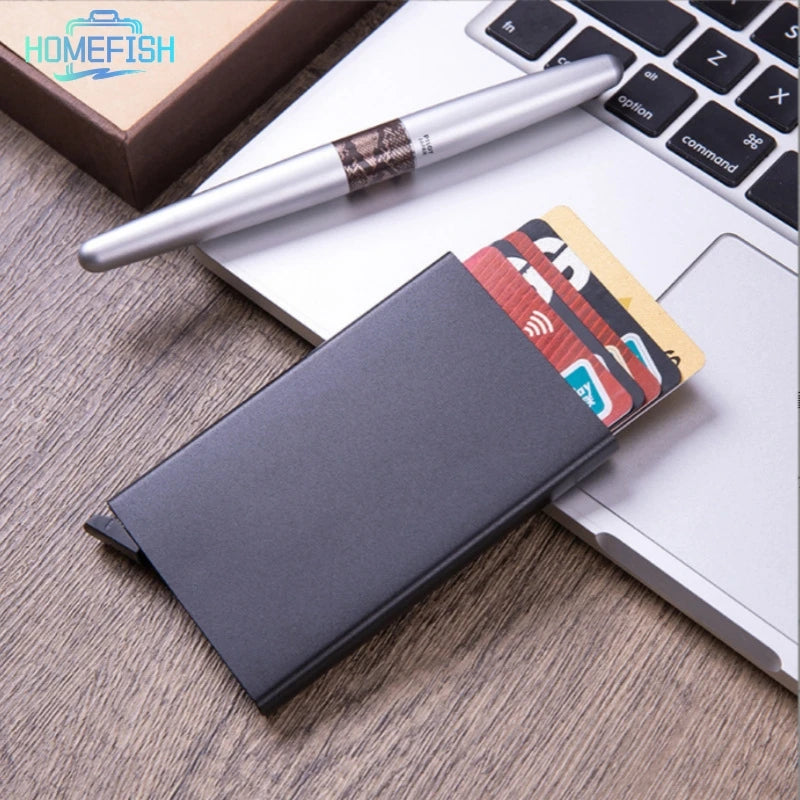 HOMEFISH Smart Wallet Card Holder | Pop Up Minimalist RFID Wallet for Men and Women close-up view