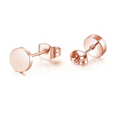 Titanium Steel Stud Earrings for Men Women | Round Black Punk Ear Studs Gift close-up view