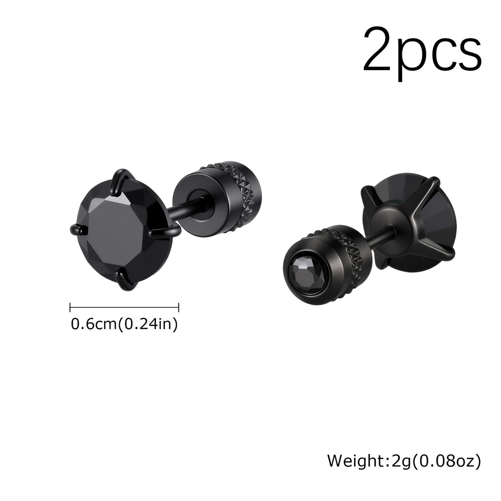 CZ Stud Earrings for Men Women,Hypoallergenic Stainless Steel Round Cubic Zirconia Stu close-up view