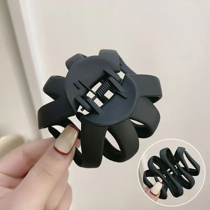 Elegant Solid Pumpkin Shape Plastic Hair Claw For Women Back Head Headband Hair Claw C close-up view