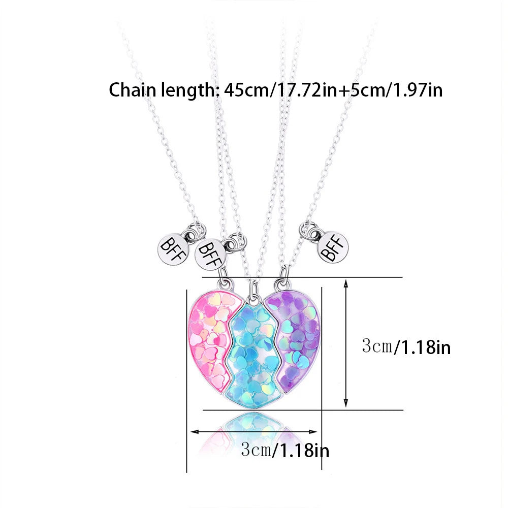 3 Pcs/set Best Friends Pendant Necklace For Woman Magnetic Adjustable Rainbow Daisy additional angle