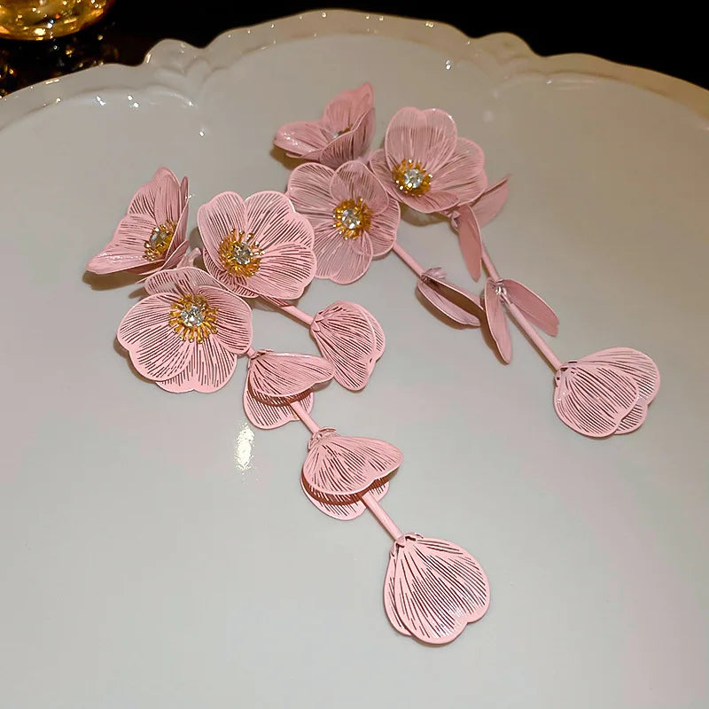 Flower Petal Tassel Earrings | Lightweight Acrylic Drop Earrings close-up view