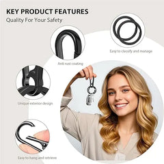 Metal Keychain Clip Hook | Double Loop Key Ring Holder for Car Keys close-up view