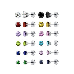 Surgical Steel Earrings Women's Earrings Hypoallergenic Earrings Set Men's Earrings 12 Colors CubicZirconia Studs Earrings