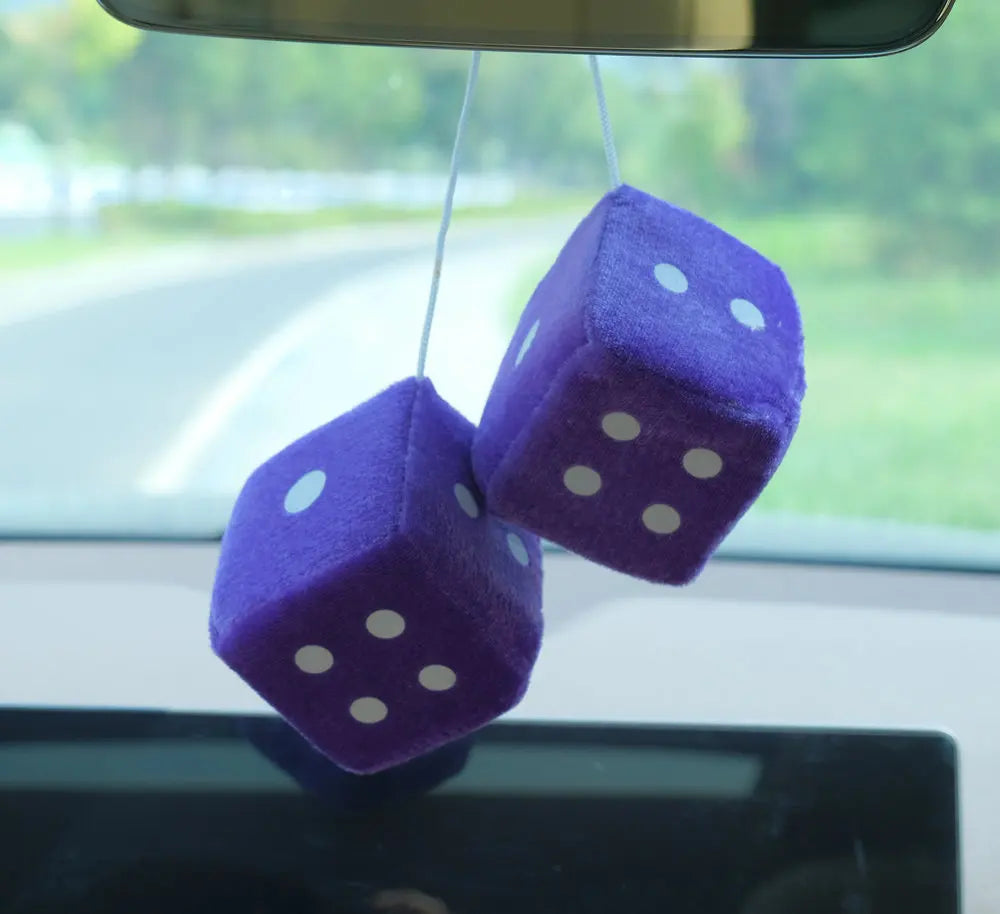 Plush Dice Car Pendant Cute Dice Jewelry Auto Rearview Mirror Hanging Ornament Car Int close-up view