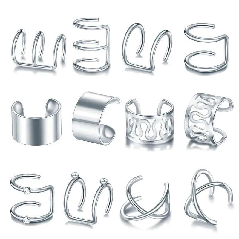 12PCS Hair Cuffs Beads for Braid Rhinestone Hair Piercing Rings Pigtails Decorations lifestyle view