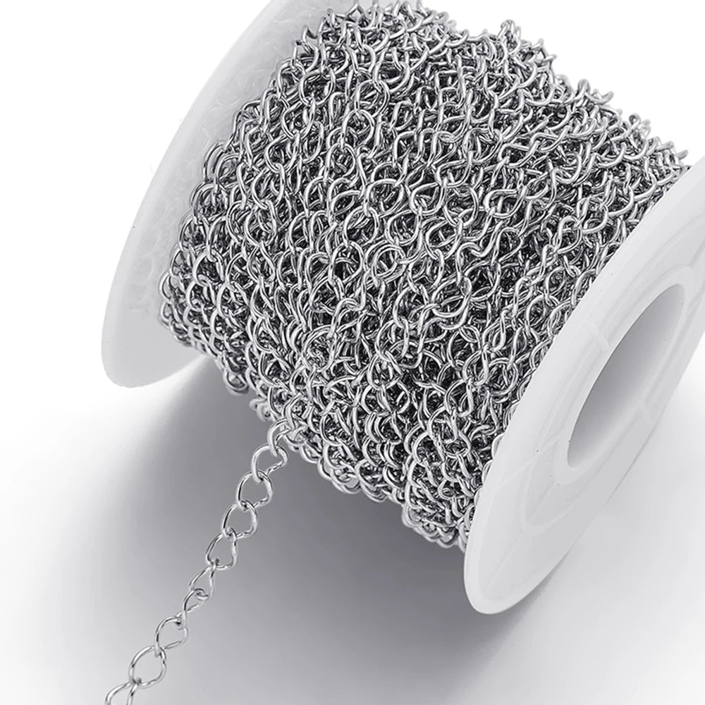 2Meters Stainless Steel Link Cable Gold Chains for DIY Jewelry Making Rolo Chain Beads C detail view