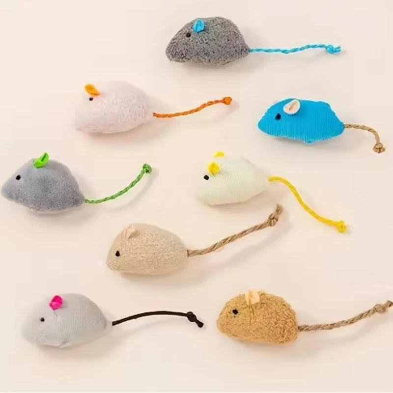 12PCS Interactive Plush Rat Cat Toys