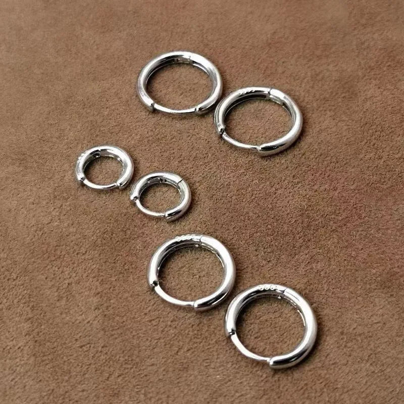 Exquisite 925 Sterling Silver Small Earrings, Plain Silver, Comfortable Earrings, Smo alternate view