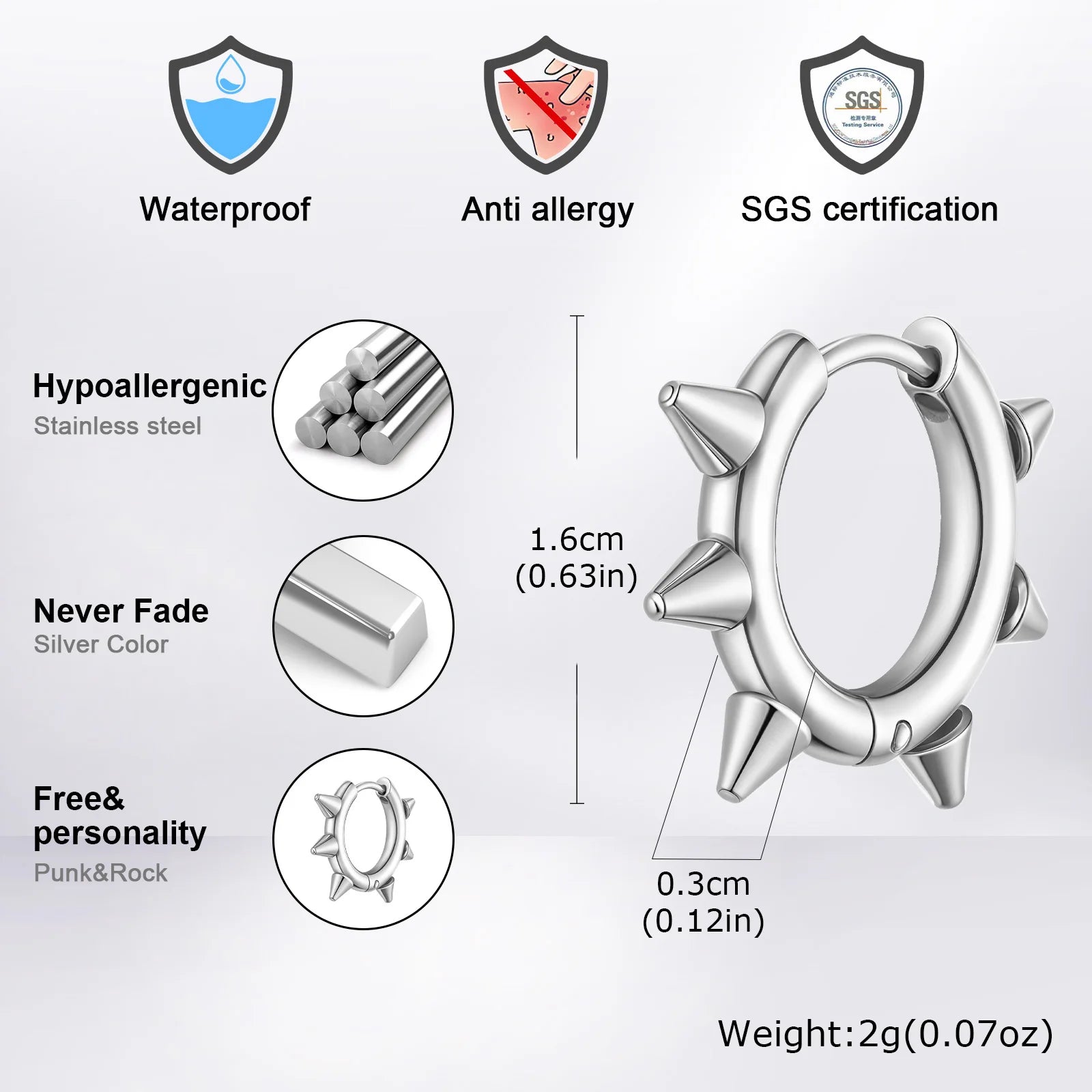 Stainless Steel Rivet Hoop Earrings for Men | Waterproof and Hypoallergenic Circle Ea lifestyle view