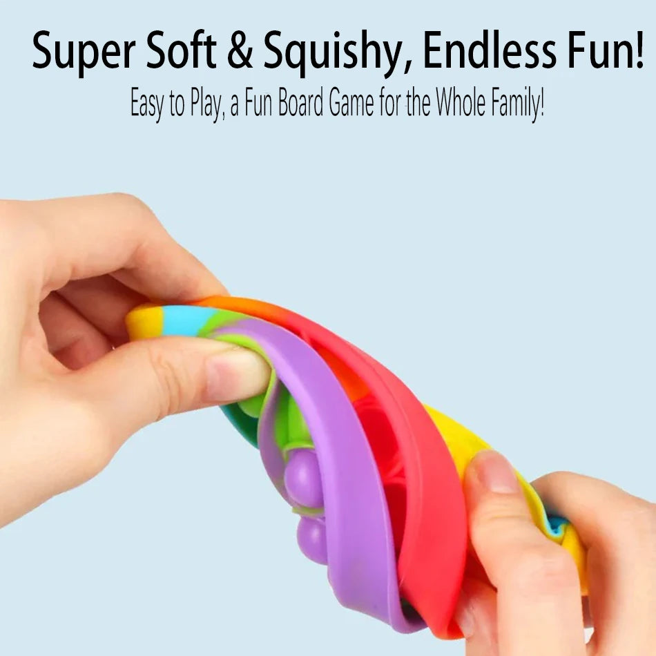 Rainbow Square Round Fidget Toys Push Bubble Sensory Toys Big Size 20cm Autism Needs Squishy Stress Relief Toys Children Gifts