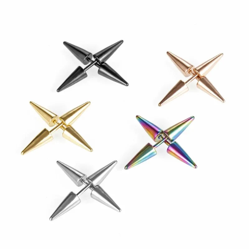 1Pair Fashion 316L Stainless Steel Spike Stud Earrings for Women Men, Classic Cartila alternate view