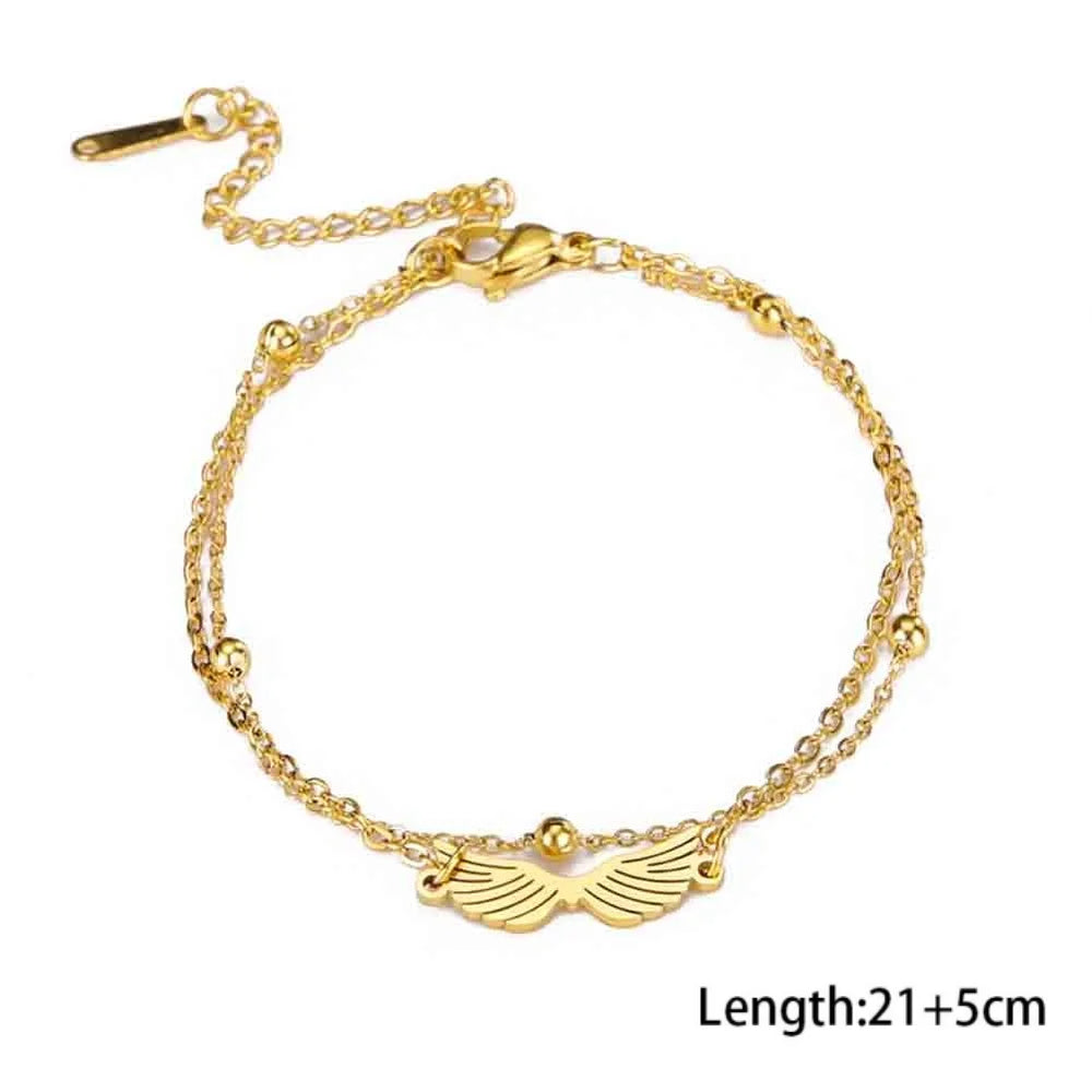 Skyrim Foot Chain of Women Men Silver Color Four-leaf Clover Stainless Steel Anklet S lifestyle view