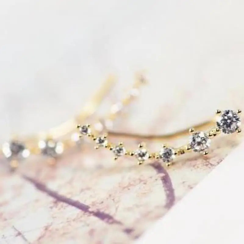Korean Fashion Seven Star Zircon Earrings | Luxury Crystal Stars Stud Earrings lifestyle view