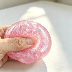 Steamed Bun Squeeze Toy Simulation Bao Stress Relief Fidget Toy with Beads Sparkles So close-up view