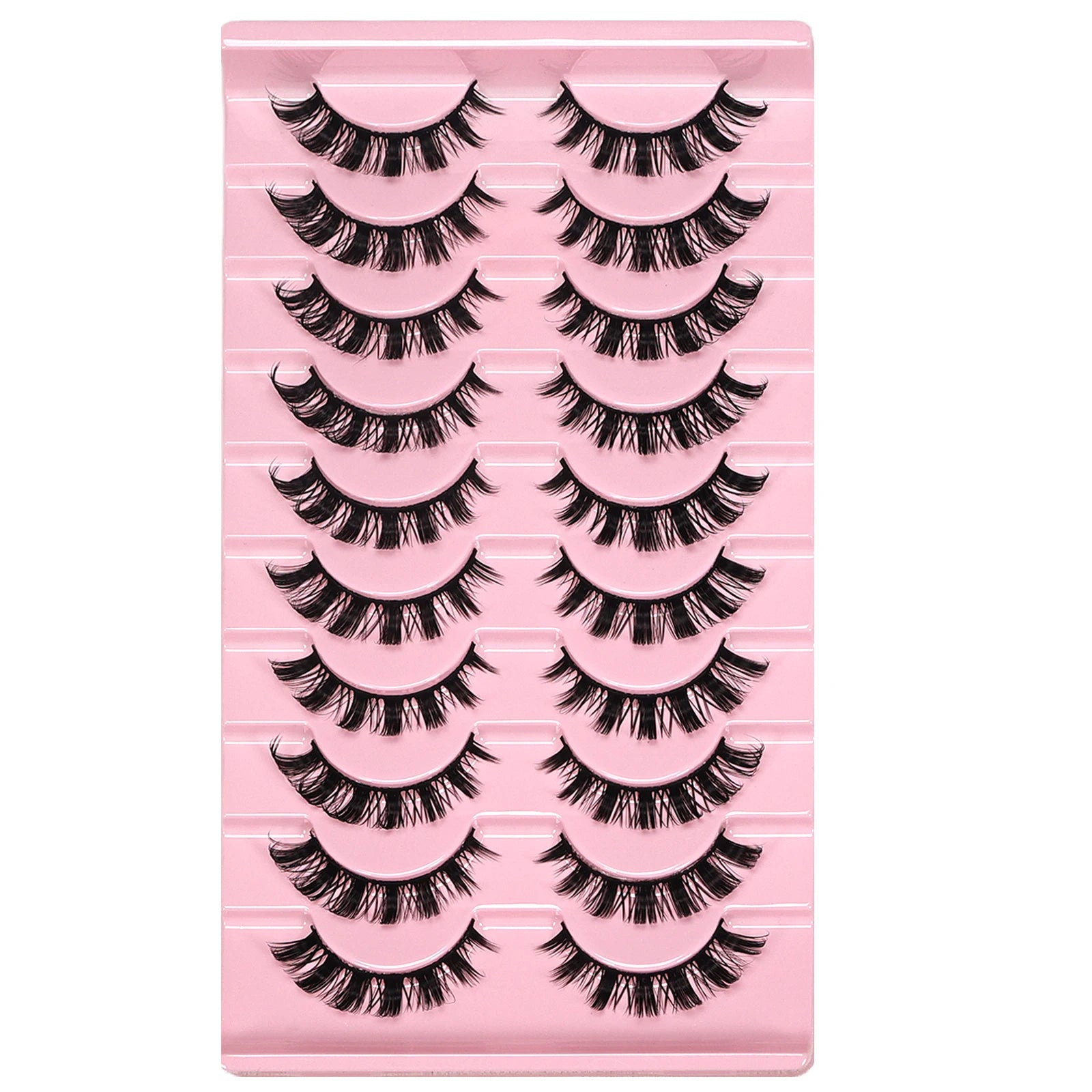10 Pairs Messy Fluffy Russian False Eyelashes DD Deep Curl Hybrid Faux Mink Volume additional angle
