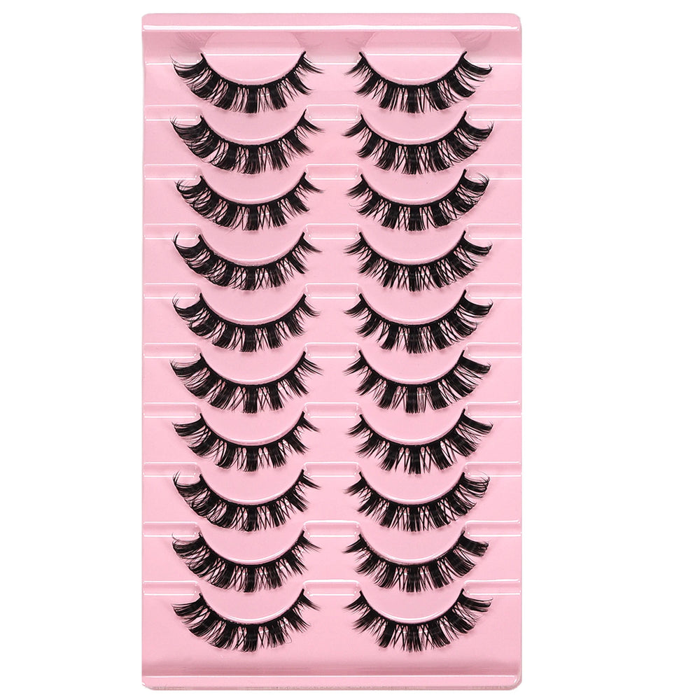 10 Pairs Messy Fluffy Russian False Eyelashes DD Deep Curl Hybrid Faux Mink Volume additional angle